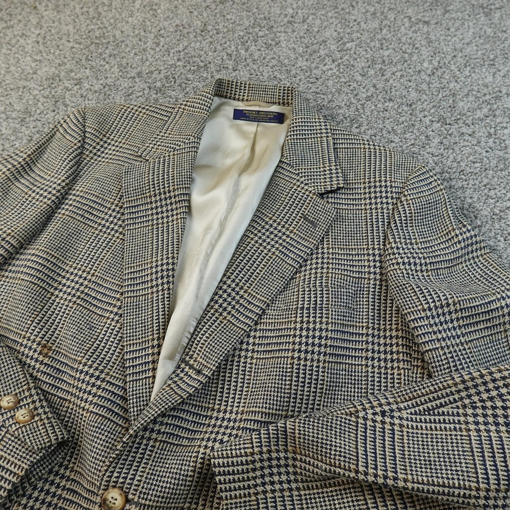 VTG Brooks Brothers Blazer Mens 42L Brown Tweed Plaid Sport Coat Suit Jacket USA